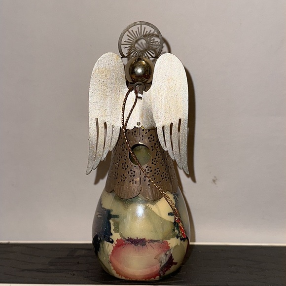 Russ Berrie Angel of Love Glass Votive with  Butterfly Wings Holding a Lantern - Picture 3 of 7